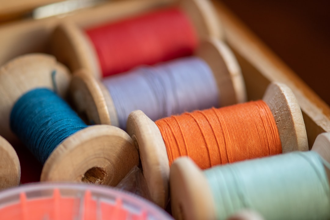 red blue and white thread spool thread