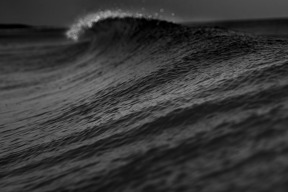 grayscale photo of ocean waves