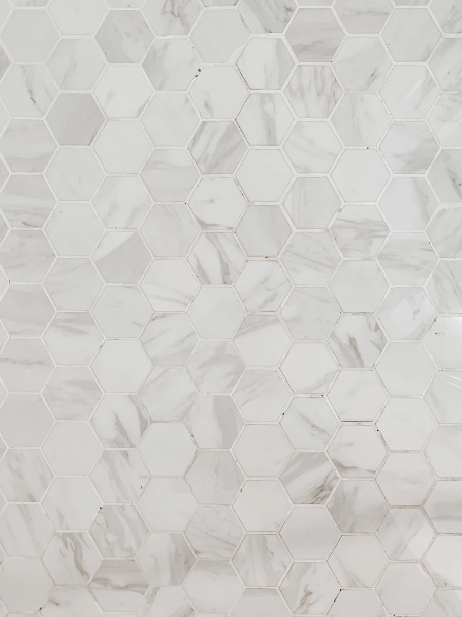 Hexagonal marble tile pattern for custom bathroom tile installation in Missoula