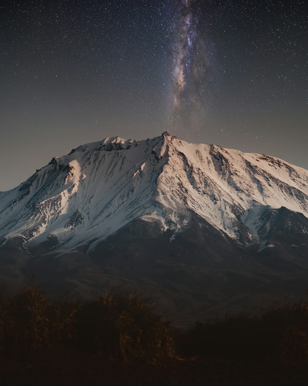 snow covered mountain under blue sky