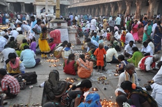 A vibrant community gathering at the ashram.