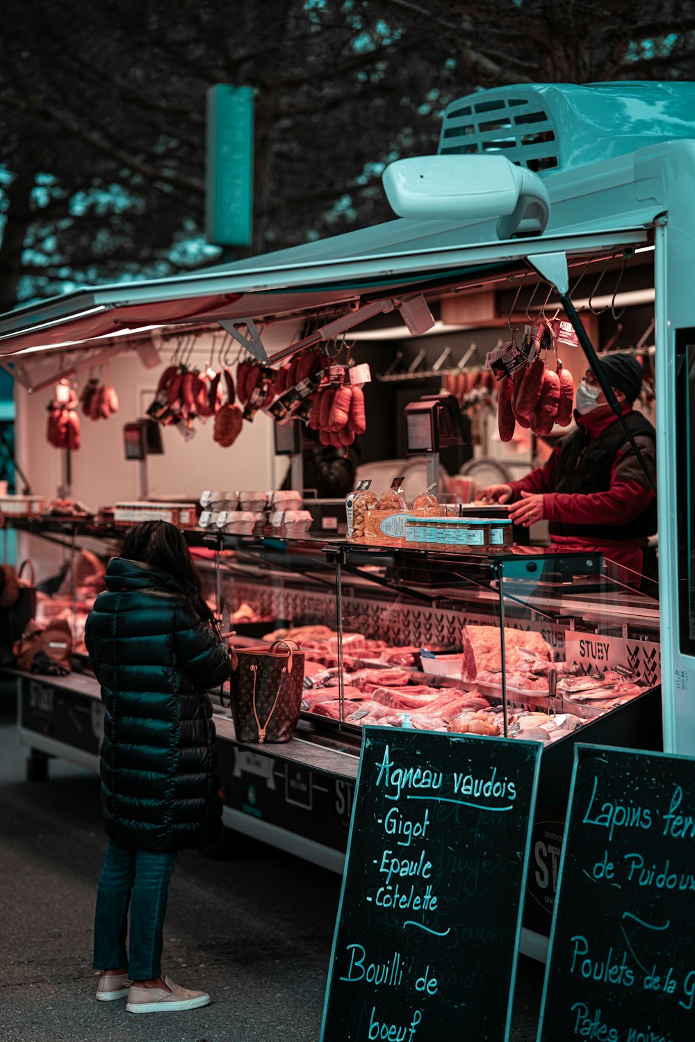 raw meat on display counter