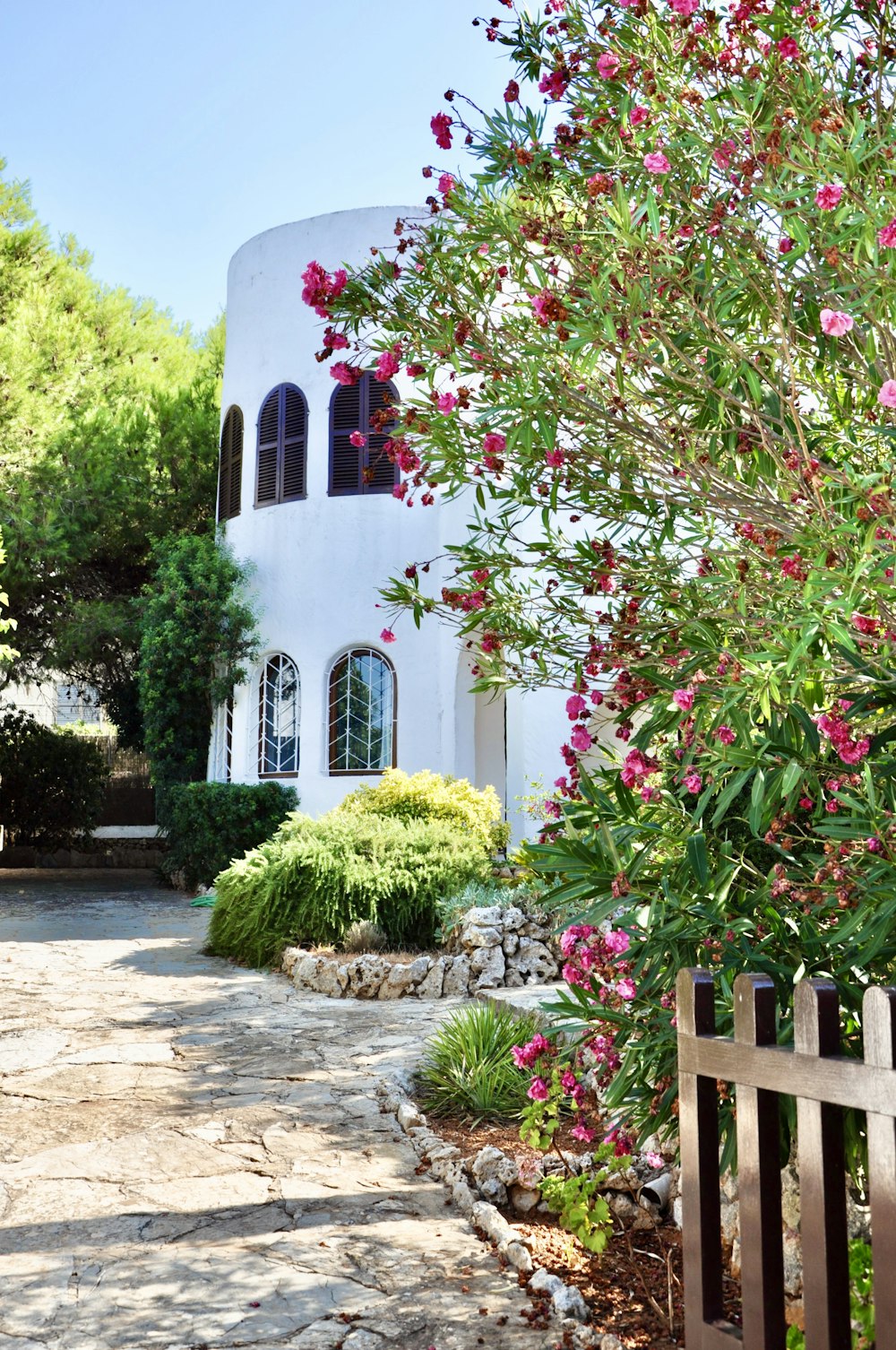 pink and white concrete building