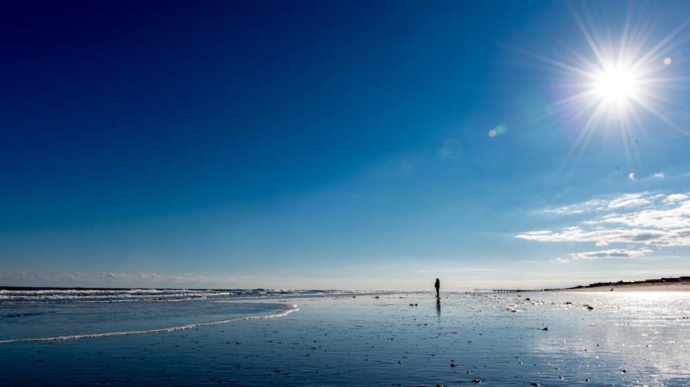 Persona in piedi sulla spiaggia durante il giorno