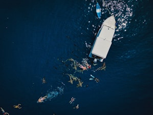 white and blue boat on blue sea during daytime
