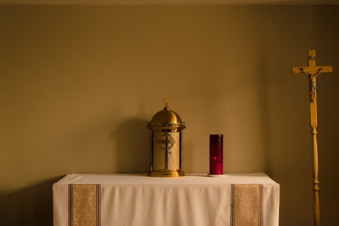 gold and white dome on white table