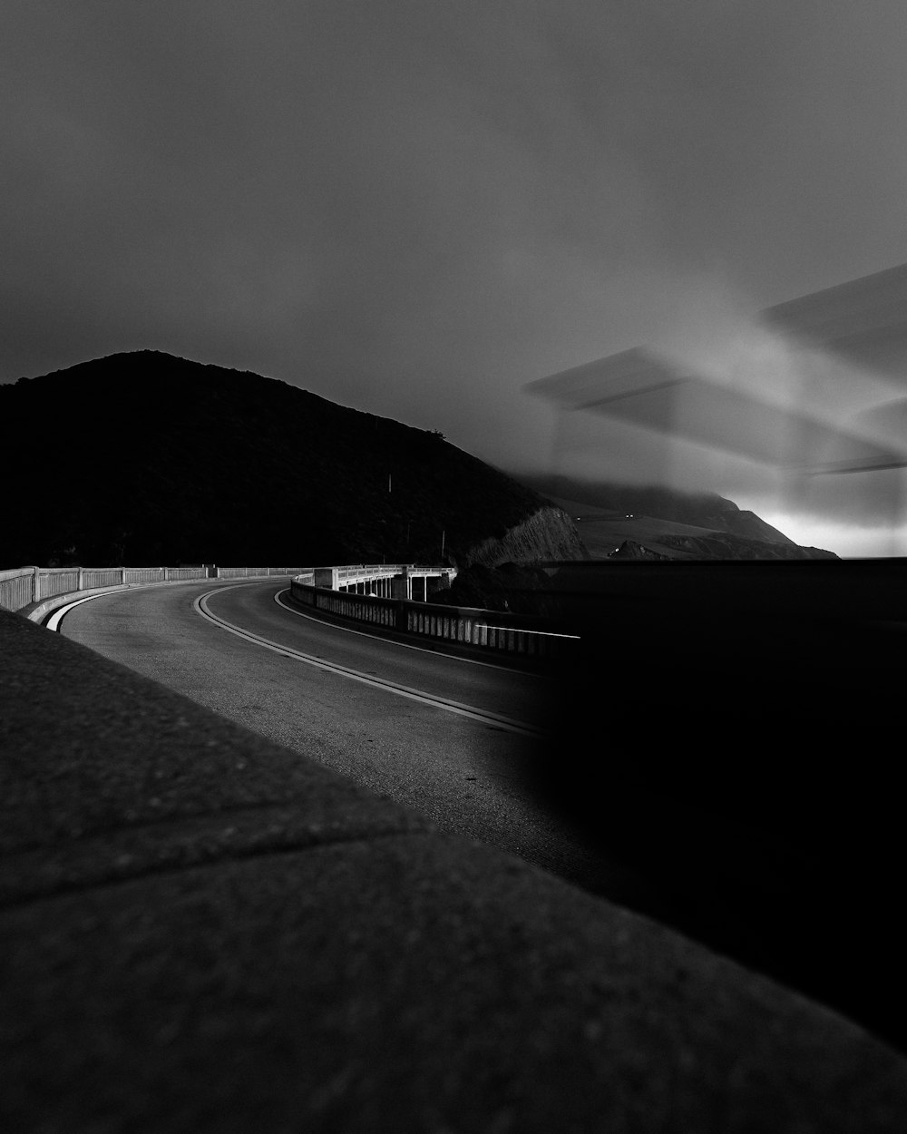 grayscale photo of a road