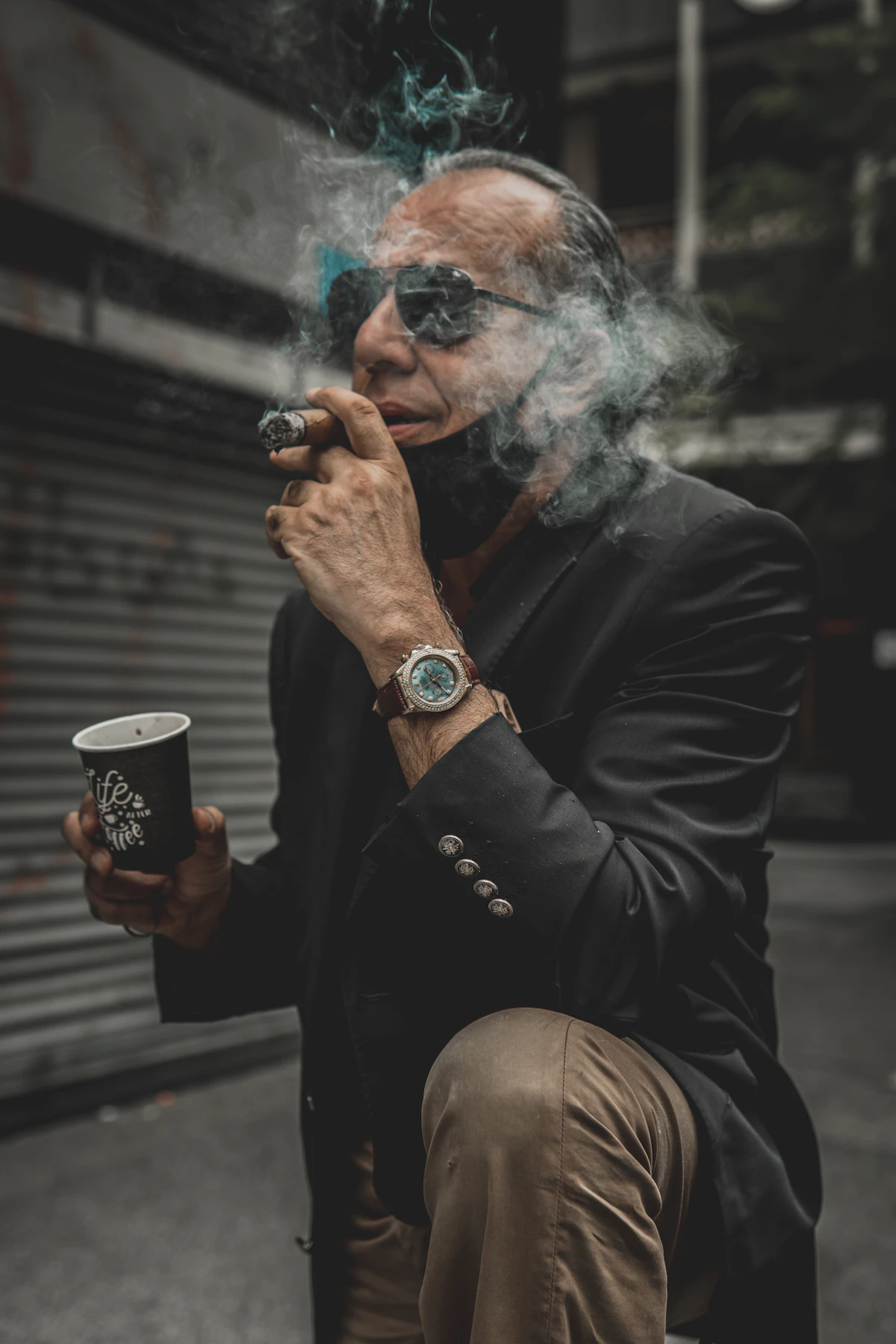 Mature man, contemplative — focus