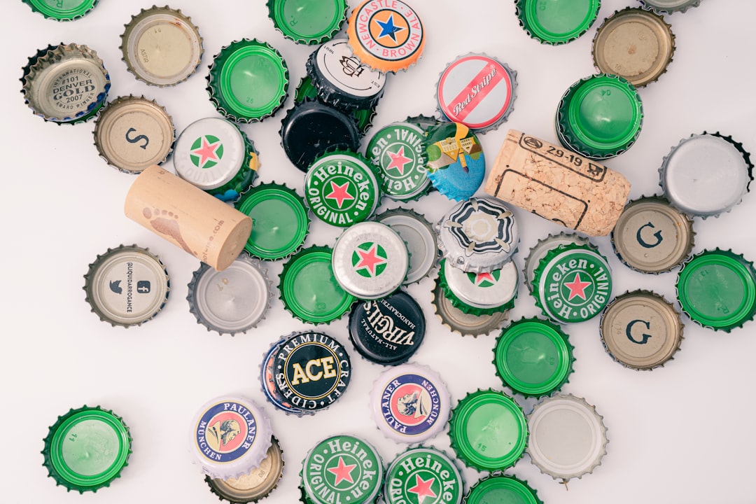 assorted bottle cap on table