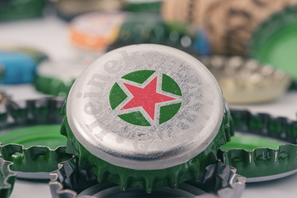 green and white star print bottle cap