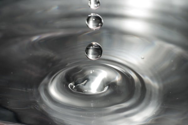 drops of water causing ripples in a shiny surface