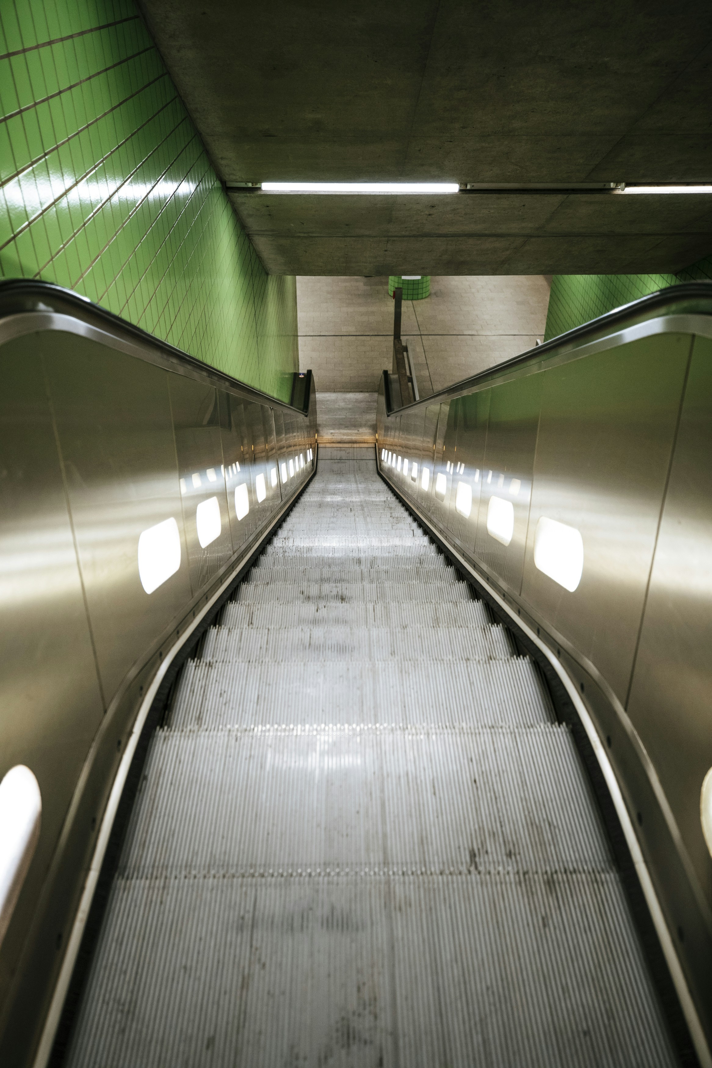 Subway metro escalator