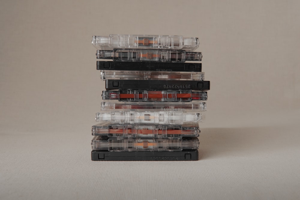black and white cassette tapes