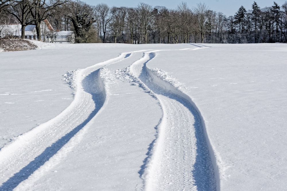 snow covered road during daytime