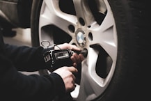 Customer getting tire replacement at Kittery Point Service Co.
