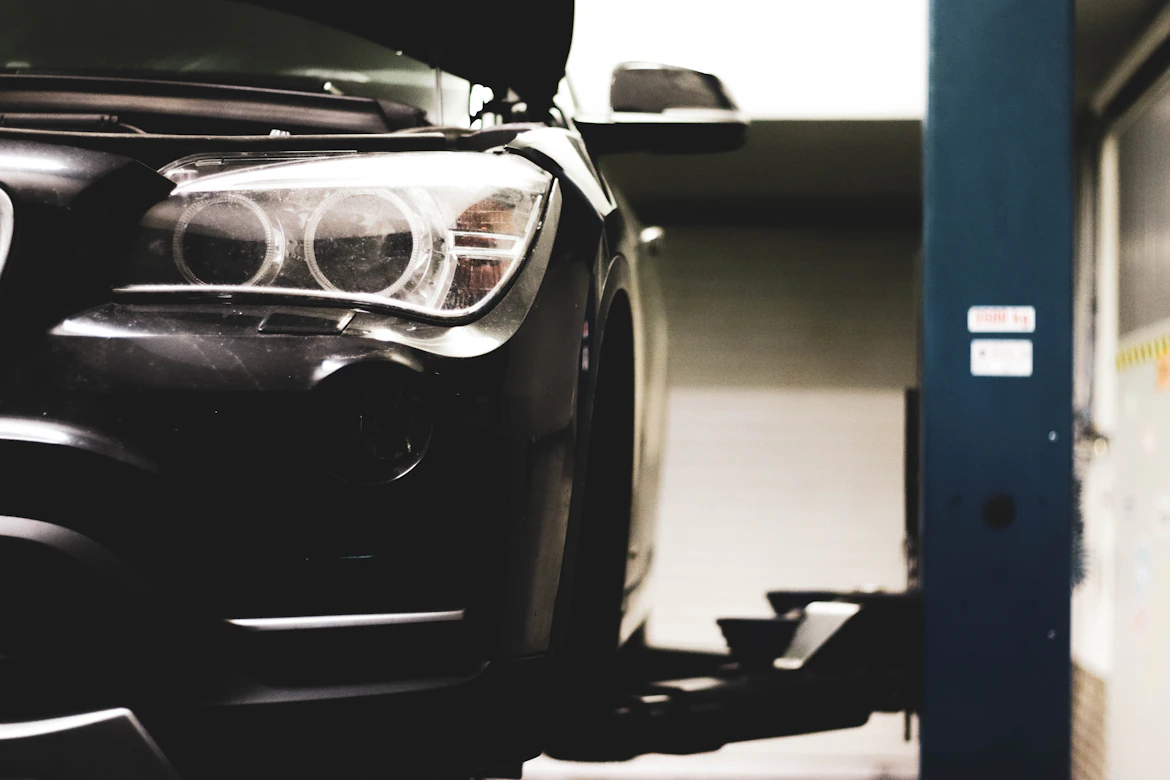 Dealer-level diagnostic equipment connected to a vehicle at CF3 Cardiff garage