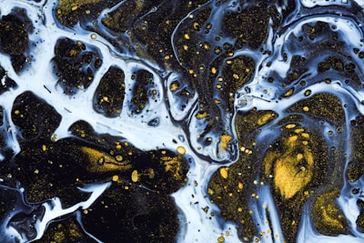 A stunning black and gold abstract artwork.