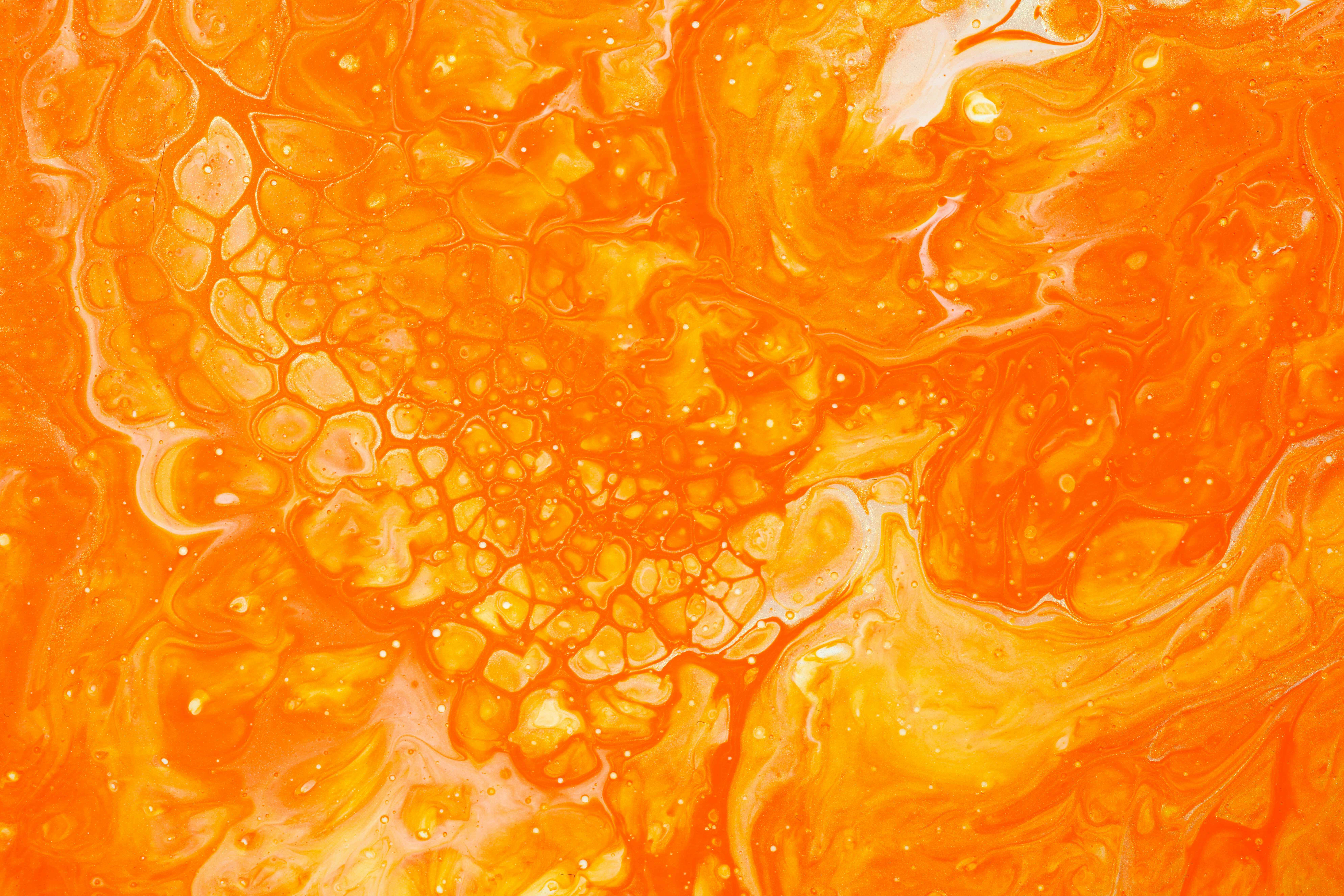orange and yellow abstract painting, Orange gradient fluid art