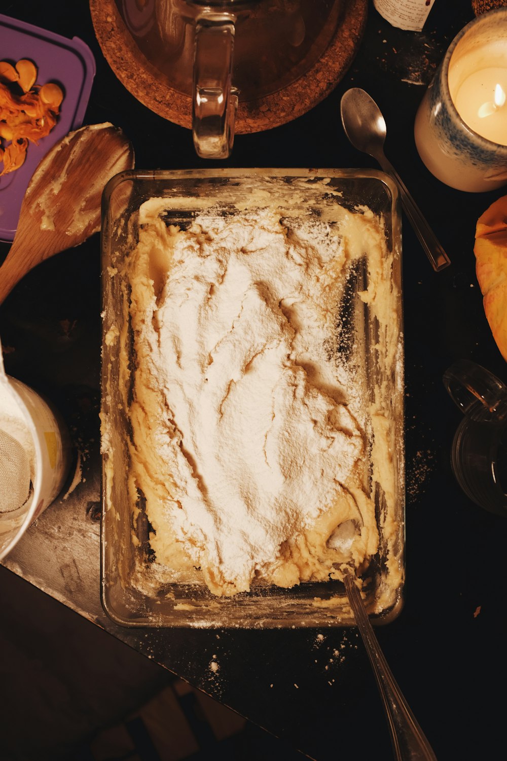 white ice cream on brown wooden tray