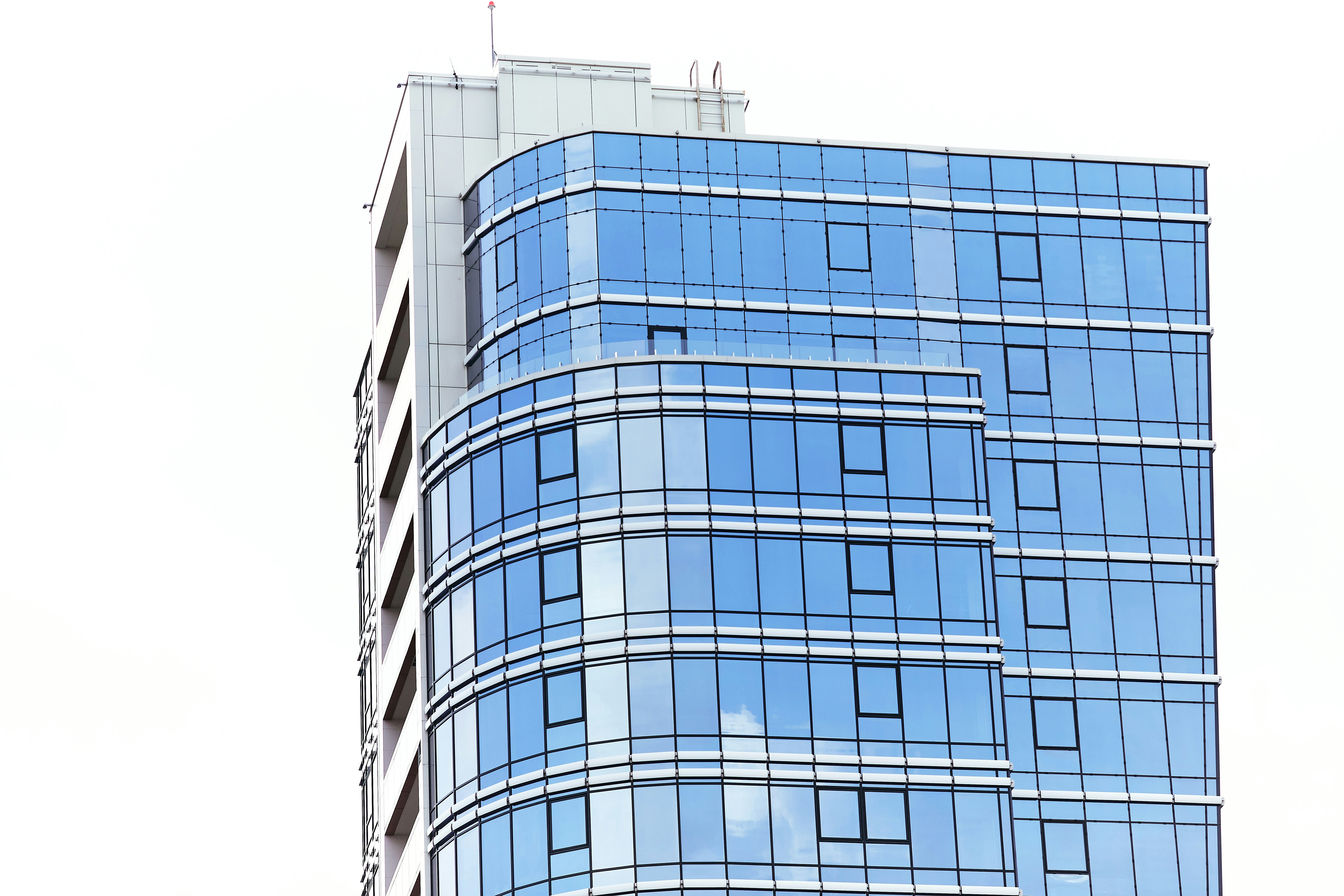 blue and white concrete building