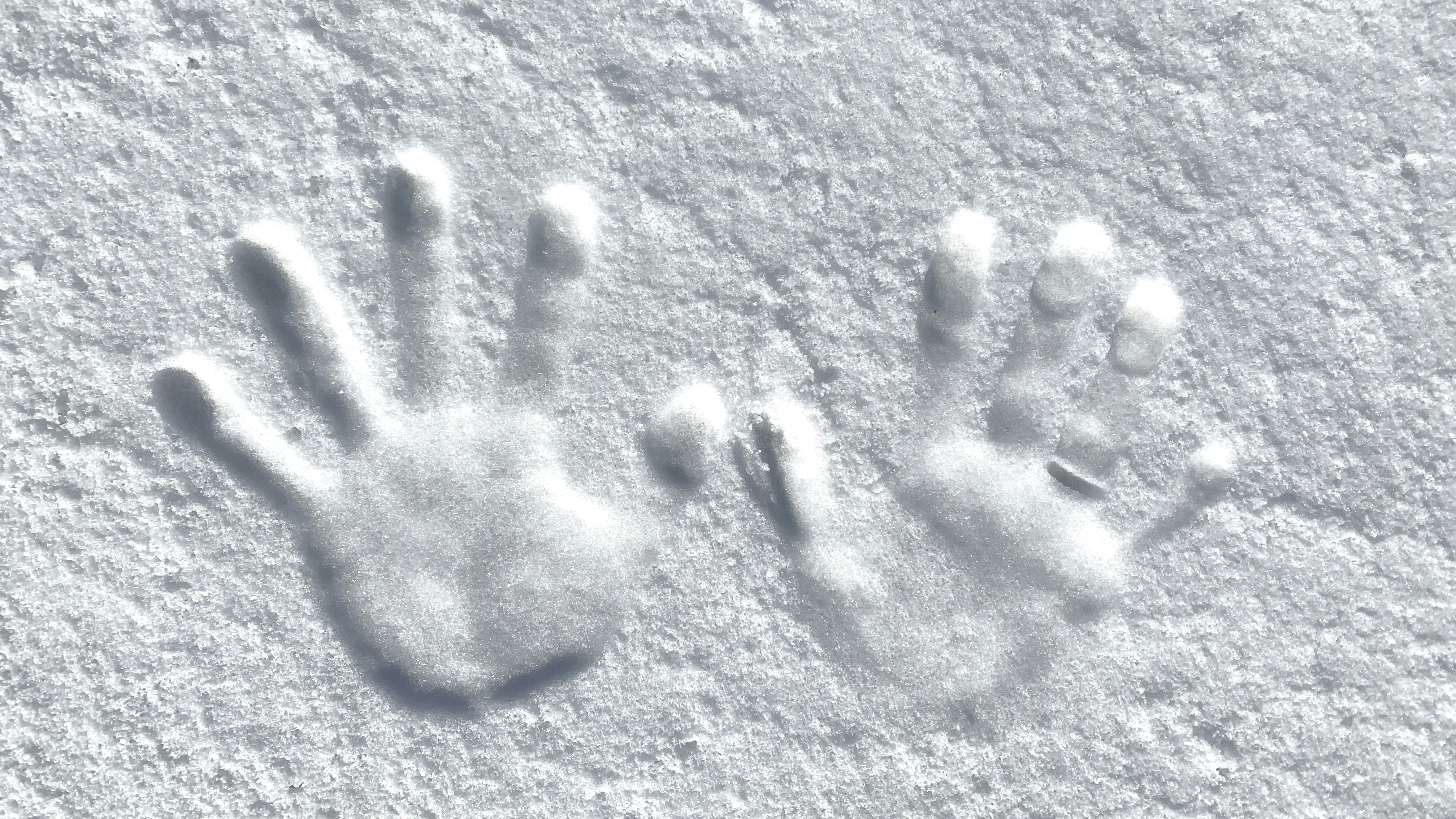Ombra della mano delle persone sulla sabbia grigia