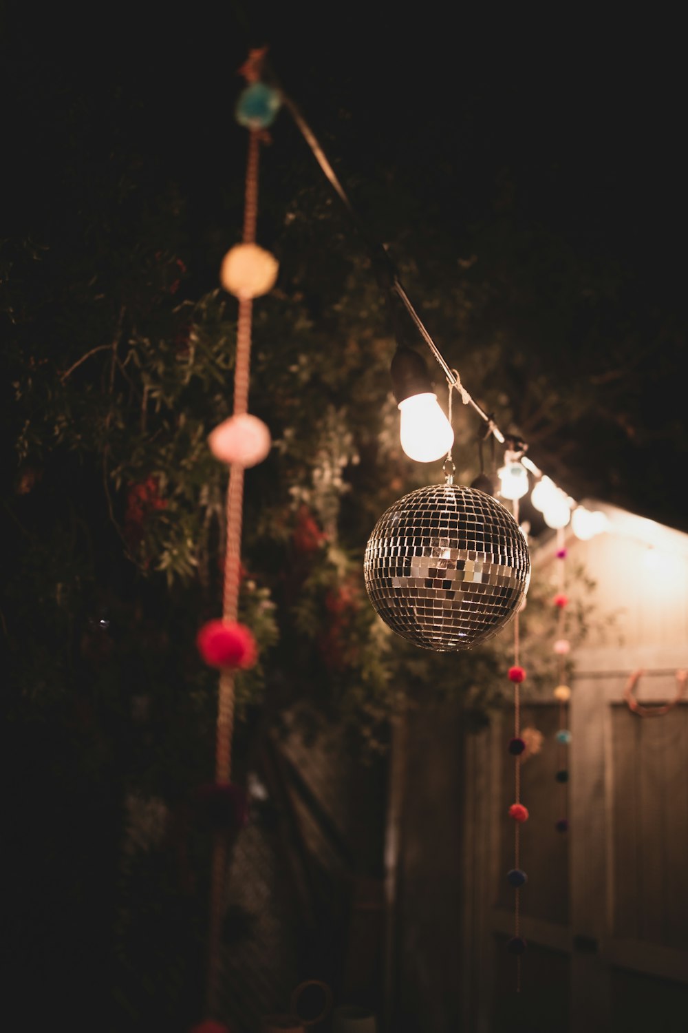 red and brown round hanging decor