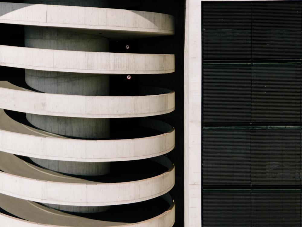 black and white spiral staircase