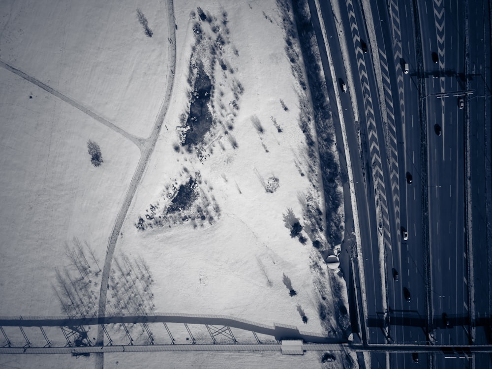 Photo en niveaux de gris d’un pont