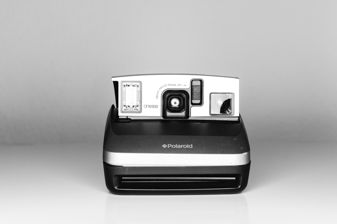 black and white polaroid camera