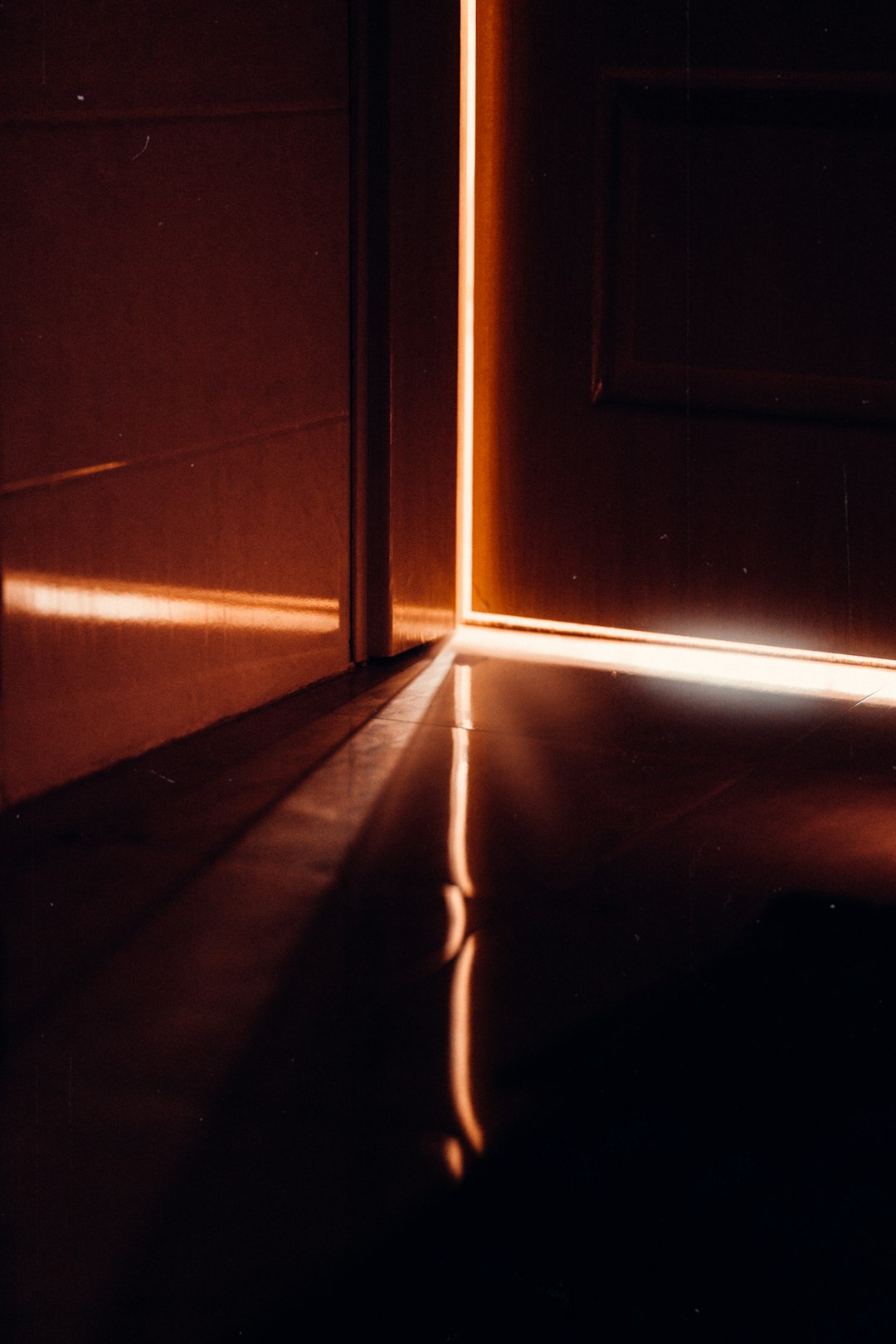 brown wooden door with light