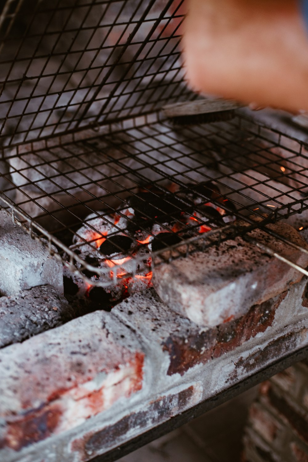 black charcoal grill on fire