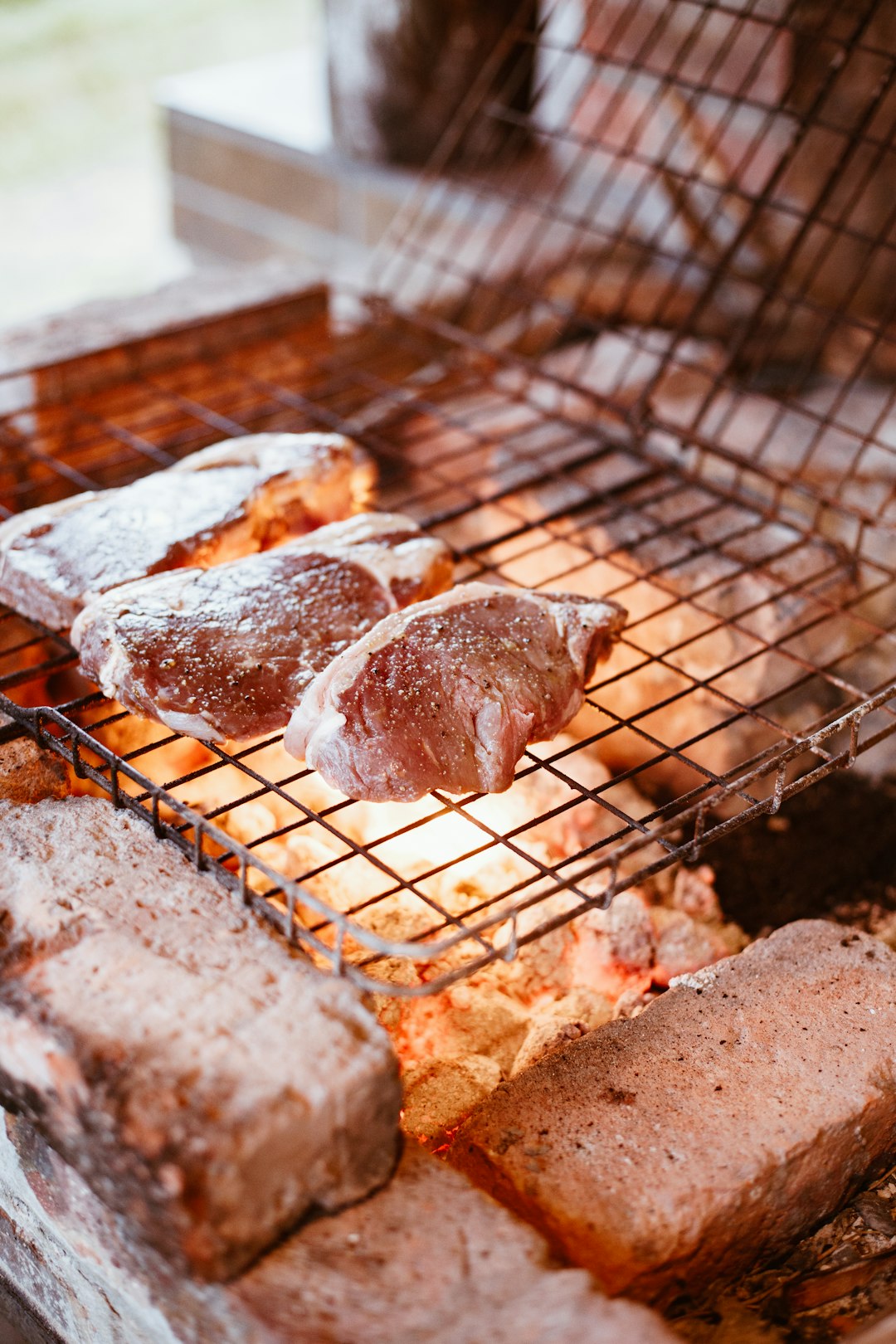 grilled meat on brown metal grill