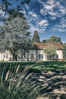 Charming exterior of a local property with elegant landscaping and clear blue sky