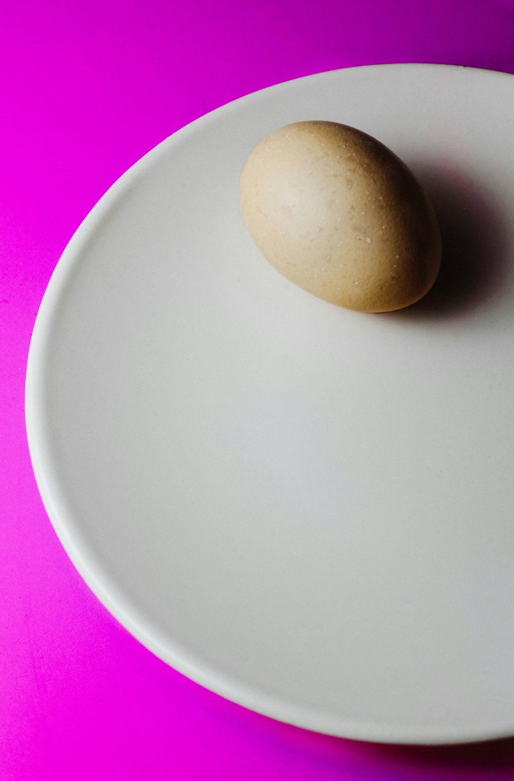 brown egg on white ceramic plate