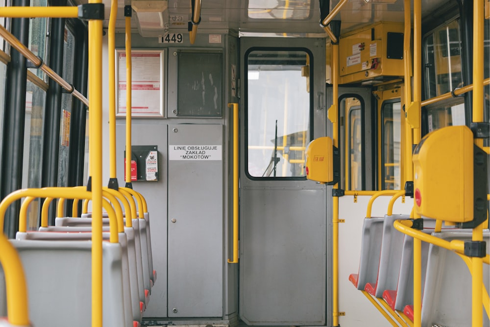 yellow and white train door