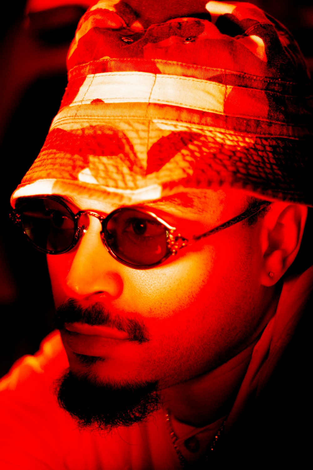 man wearing black framed sunglasses