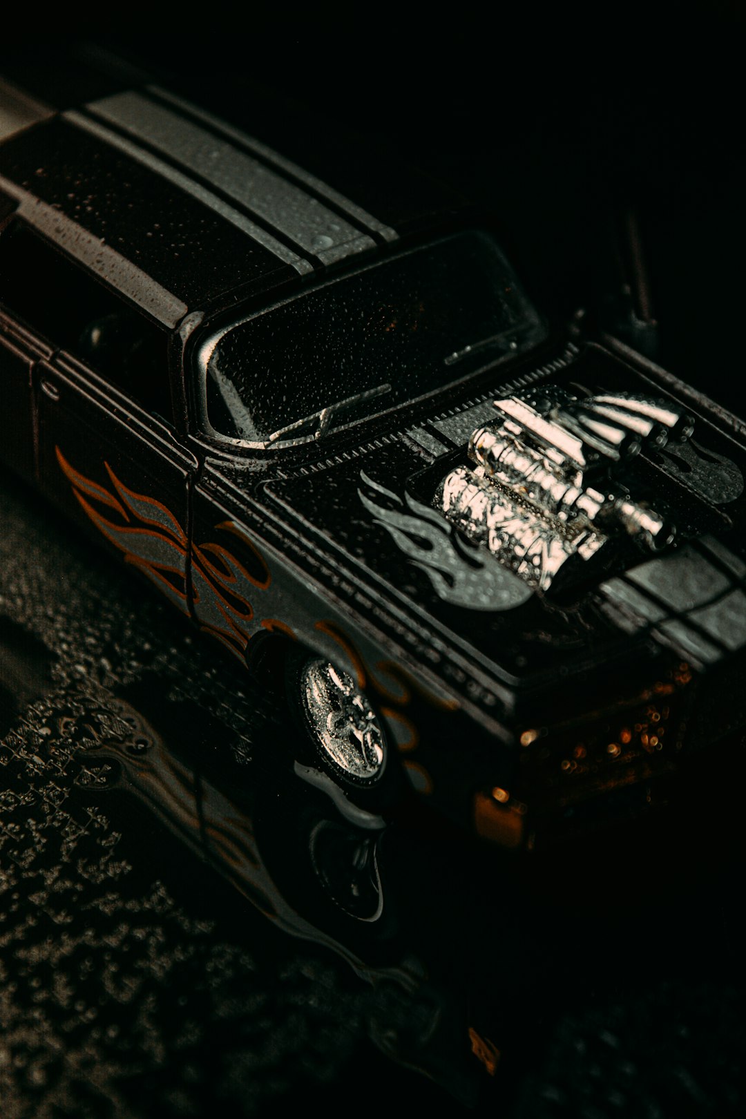 black and white vintage car scale model