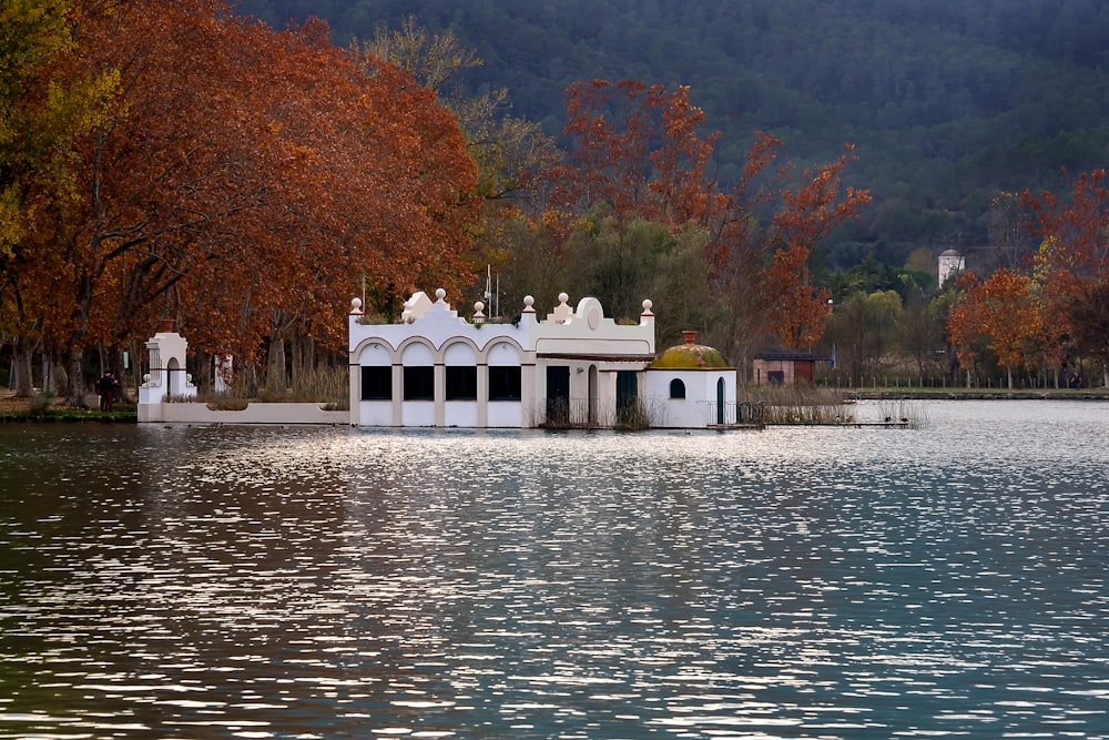 white and brown concrete building near body of water during daytime