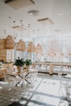 white and brown dining table and chairs