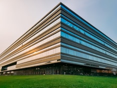 blue and white concrete building