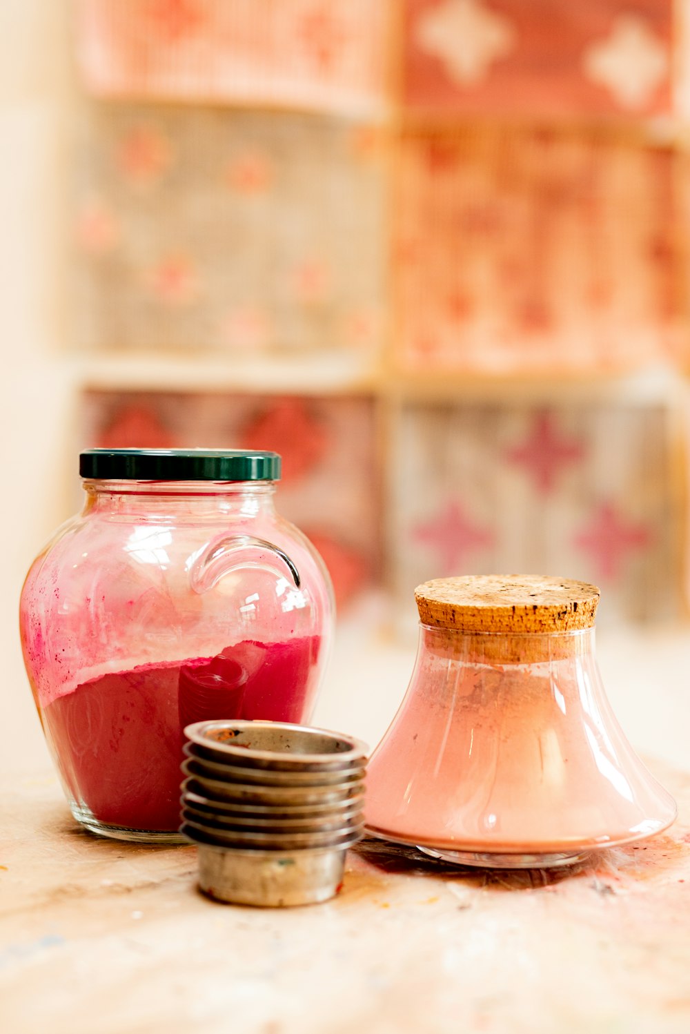 clear glass jar with brown powder inside