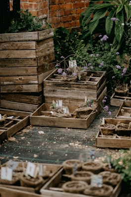 brown wooden crates on gray concrete floor