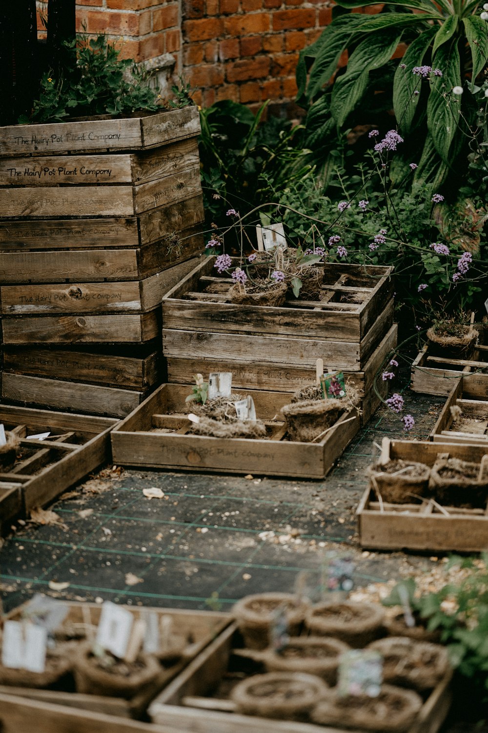 brown wooden crates on gray concrete floor