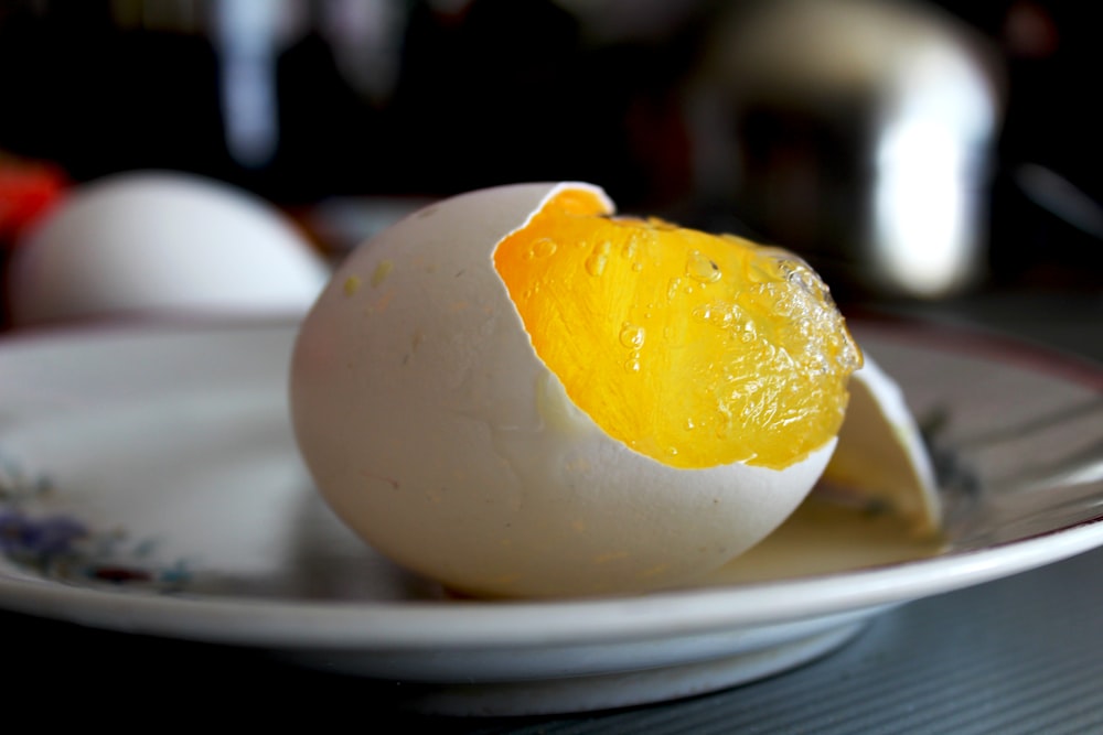 egg on white ceramic plate