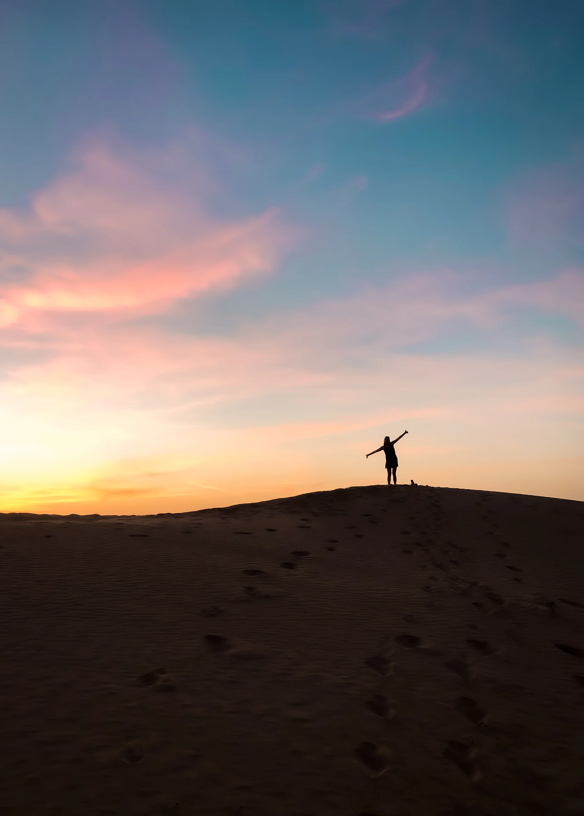 Desert landscape at sunset in Oman