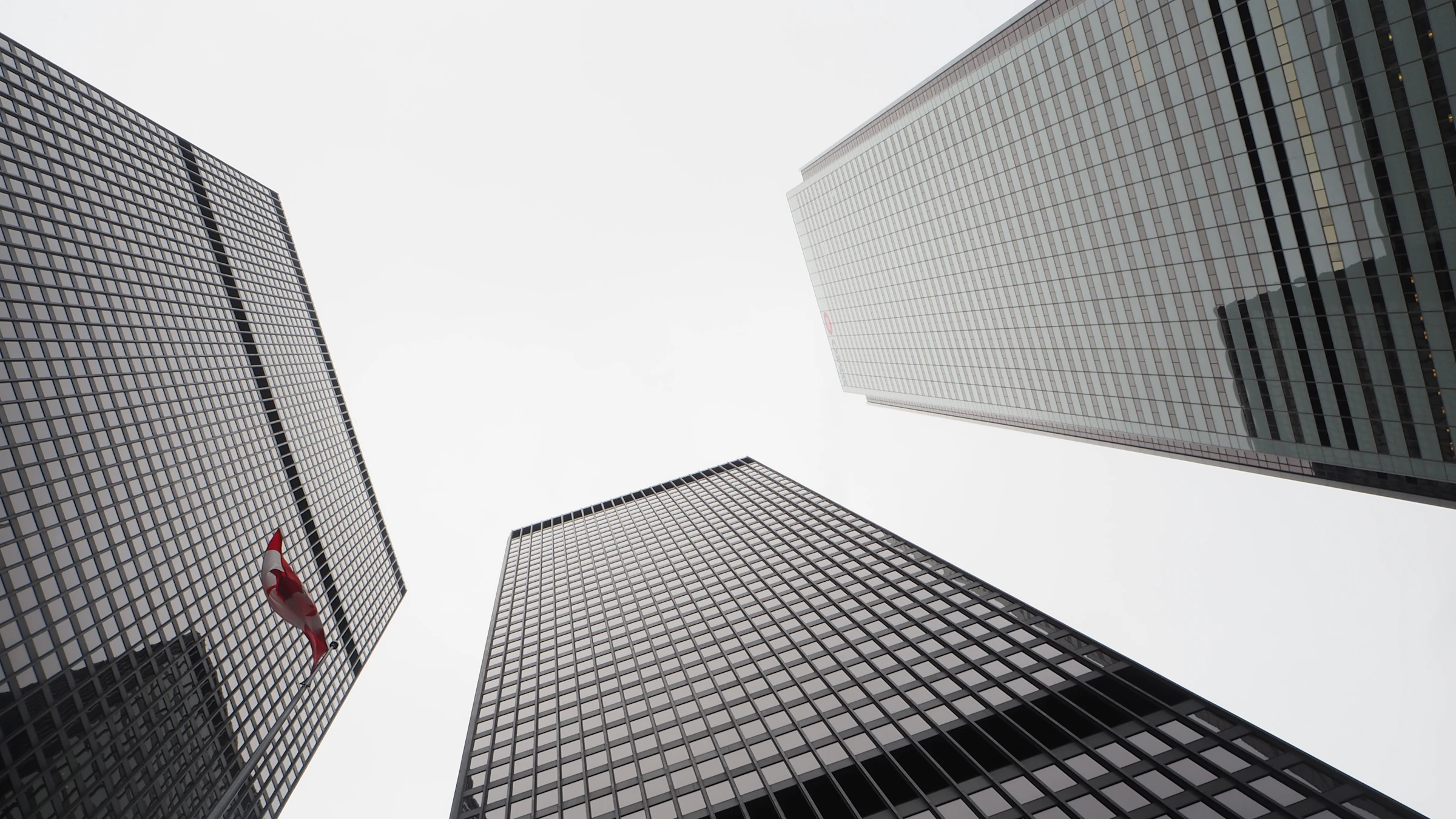 Looking up at high-rise office towers