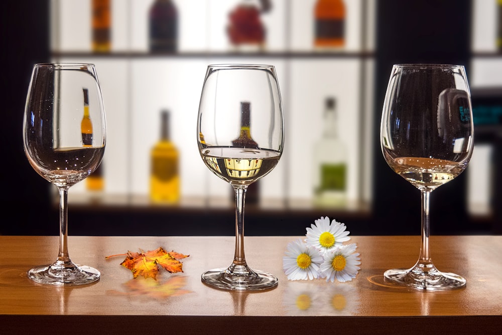 clear wine glass on table