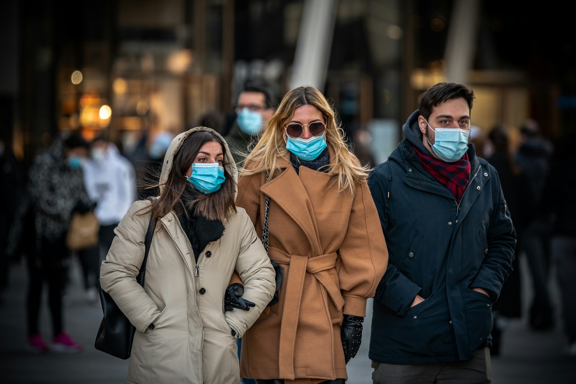 People out for a walk during the Covid 19 Pandemic in Milan