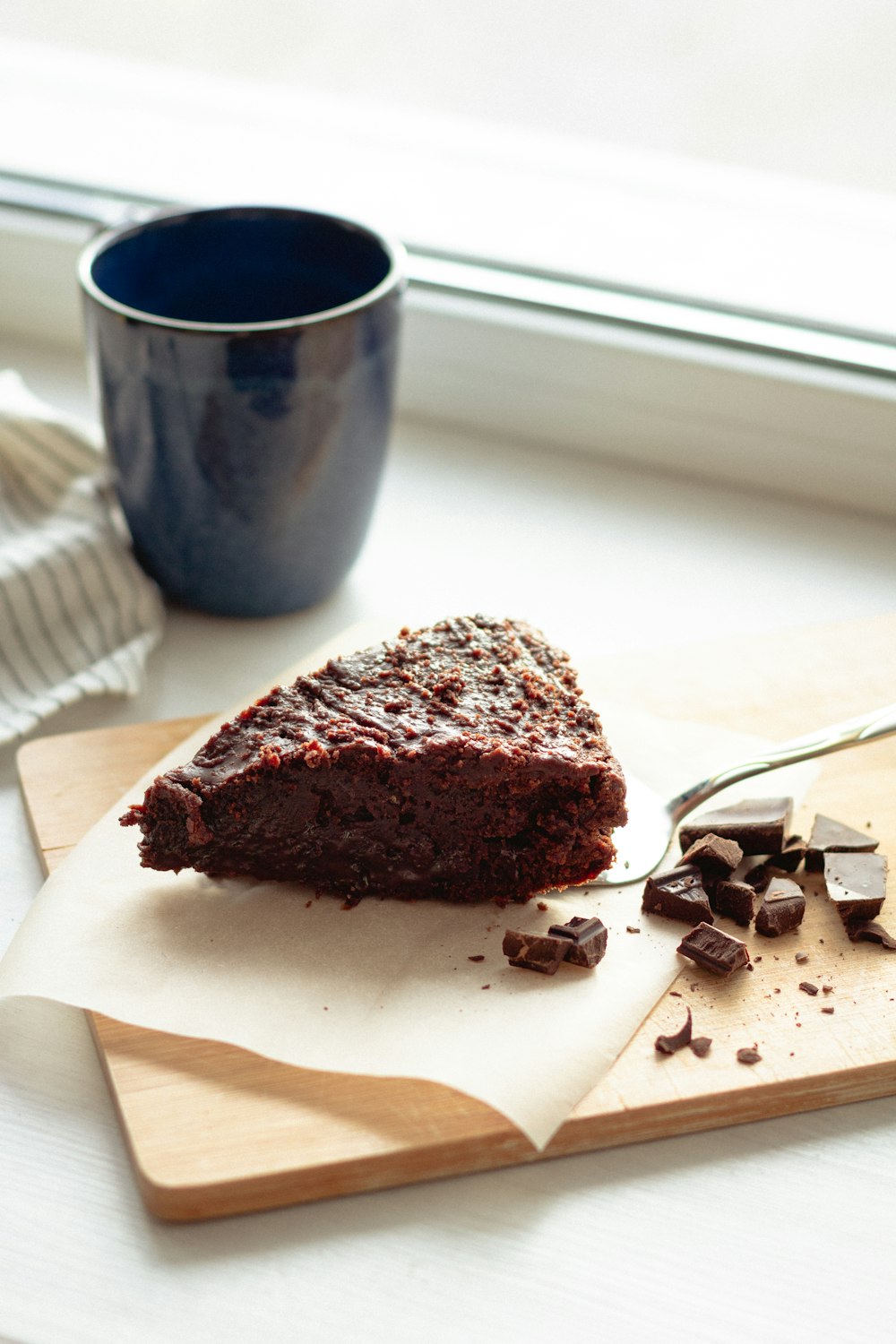 chocolate cake on white ceramic plate