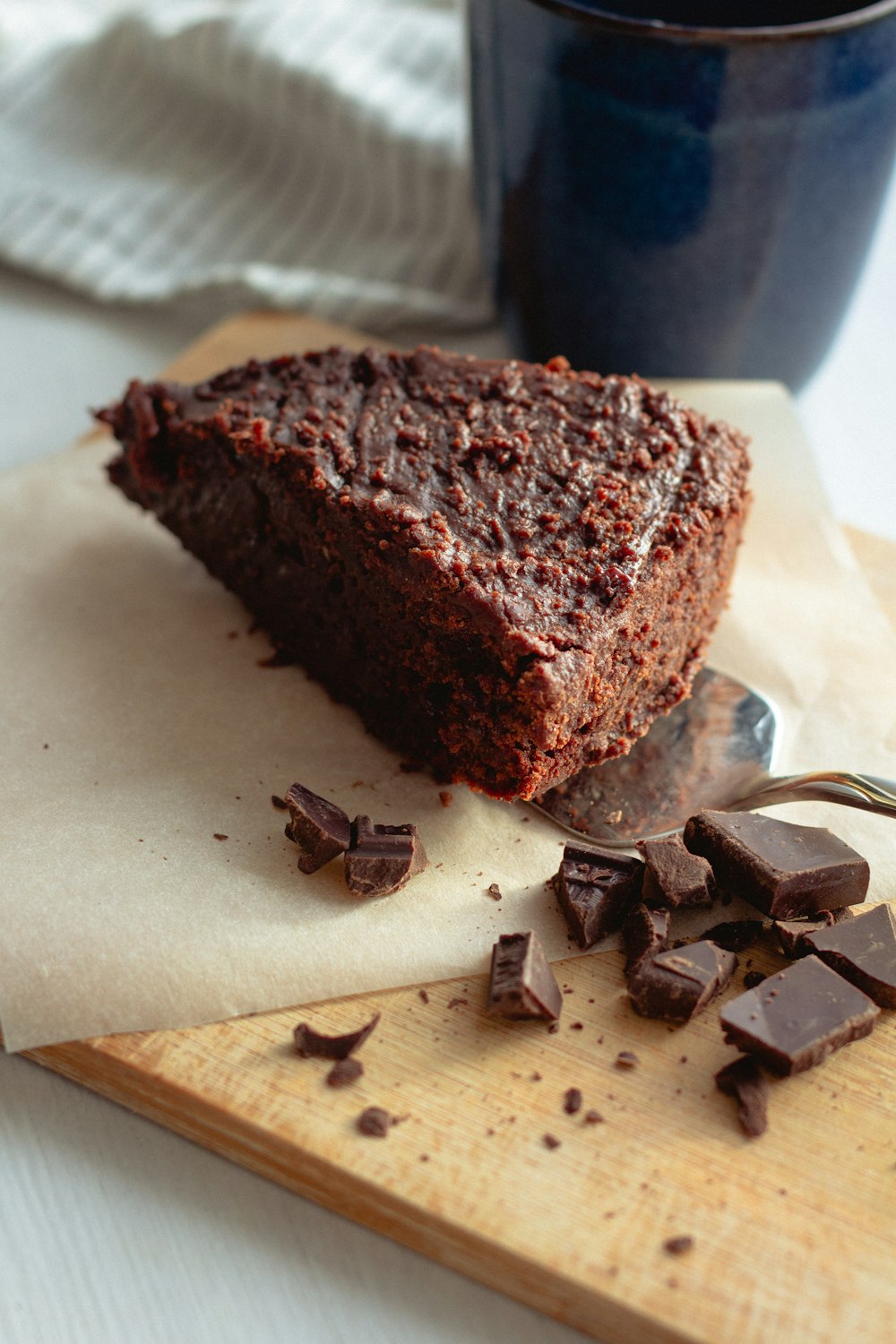 chocolate cake on white paper